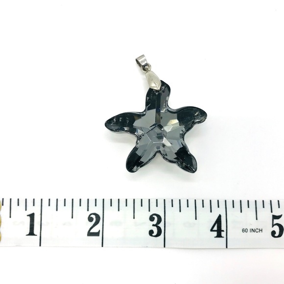 Starfish Necklace Pendant Smokey Grey Facet Cut - Picture 2 of 5